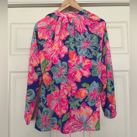 {Lilly Pulitzer} Martinique Floral Tunic Top in Beckon Blue Jungle Utopia - XS - Picture 7 of 11